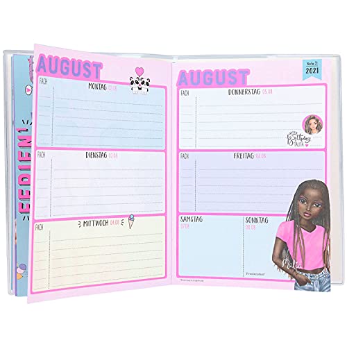 Depesche- TOPModel - Agenda Escolar 2021/22 con Vista semanal, para anotar Deberes, Notas y Citas, Cubierta Transparente con Rejilla, Color carbón (11545)