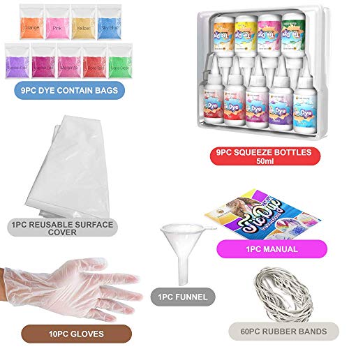 Desire Deluxe - Kit de tintes de 9 Colores para teñir Tela y Ropa Tie Dye Kit - Actividad Creativa y artística para niños y Adultos