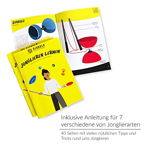 Diabolo Freizeitsport Juego de malabares Acrobat con diábolo (turquesa) y palos de aluminio con cuerda de repuesto Henrys, ideal para niños, principiantes y principiantes, juguete, incluye instrucciones (idioma español no garantizado)