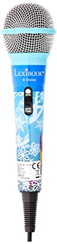 Disney Frozen-Micrófono dínámico con Conector 3,5 mm y Adaptador de 6,3 mm, Ideal para Karaoke (Lexibook MIC100FZ) niños, juguete musical, cable largo, incluidos, sensibilidad alta, azul, color