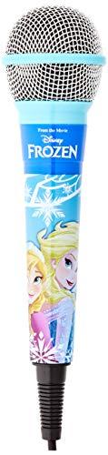 Disney Frozen-Micrófono dínámico con Conector 3,5 mm y Adaptador de 6,3 mm, Ideal para Karaoke (Lexibook MIC100FZ) niños, juguete musical, cable largo, incluidos, sensibilidad alta, azul, color