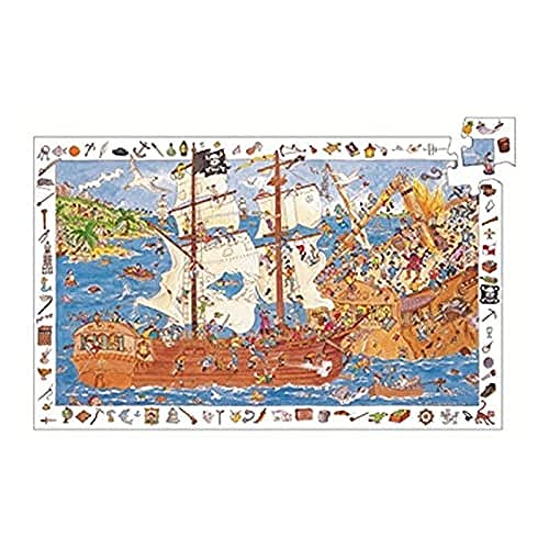 Djeco P Juego de Rompecabezas con Barco Pirata para Niños Mayores de 5 Años, multicolor (DJ07506)