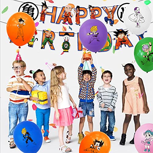 Dragon Ball Theme Party Supplies-Miotlsy 28pcs Decoración de Globos de Fiesta de Dragon Ball para Tarta Cupcakes, Globos Decoracion Tarta Cumpleaños Pancarta para Fiesta Baby Shower