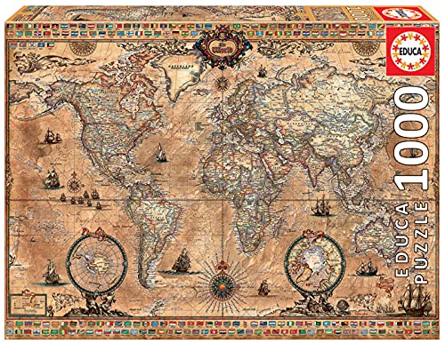 Educa - Mapamundi Puzzle, 1000 Piezas, Multicolor (15159)