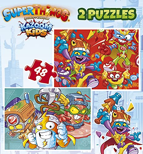 Educa Superthings. Set de Dos Puzzles Infantiles de 48 Piezas. A Partir de 4 años. 19204, Color