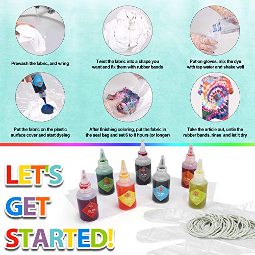 Emooqi Tie Dye Kit, Textiles de Tela 20 Piezas Colores Vibrantes Adecuado para Arte de Bricolaje Tie-Dye para Niños y Adultos
