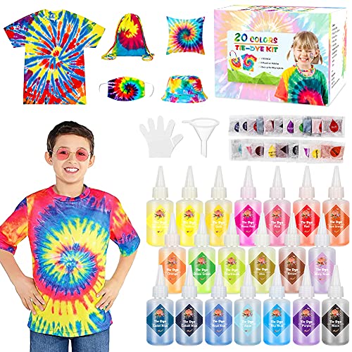 Emooqi Tie Dye Kit, Textiles de Tela 20 Piezas Colores Vibrantes Adecuado para Arte de Bricolaje Tie-Dye para Niños y Adultos