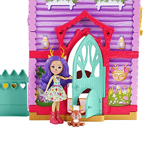 Enchantimals Casa Ciervo 2.0 con Danessa Deer Muñeca con casa de juguete, mascota y accesorios, regalo para niñas y niños +4 años (Mattel HFC41)