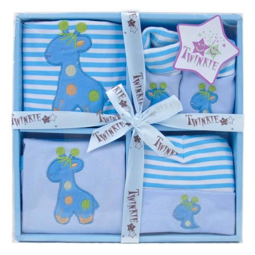 Ensemble À Cadeau 4 Morceaux Bleu Girafe