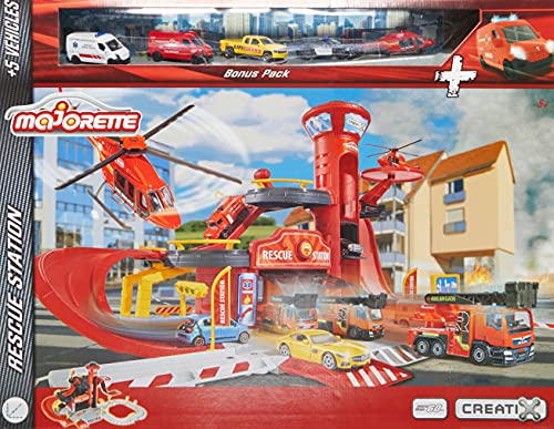Estación de rescate Creatix con 5 vehículos (Majorette 2050019) , color/modelo surtido