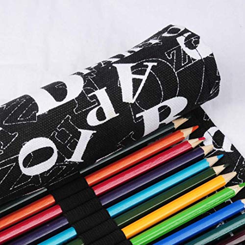 Estuche para lápices de lona, ​​DOITEM, 72 agujeros, soporte de rollo de lápiz de color, bolsa de almacenamiento para artista, escuela, oficina