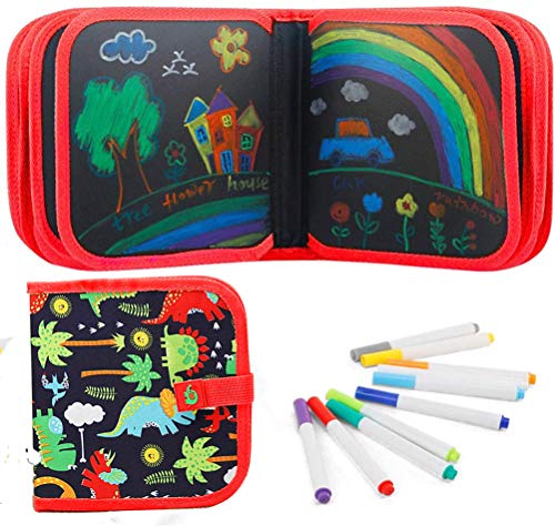Felly Juegos de Pintura para Niños, Tabla de Dibujo Portátil Graffiti Libros Blandos de Pizarra Juguetes para Educación Preescolar Bebés Niña 2 -10 Años, Doodle Juego Infantil, 14 Páginas (Azul)