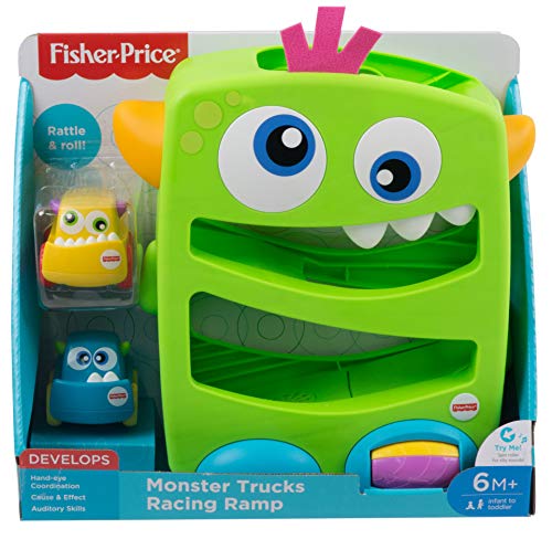 Fisher-Price-FYL40 Mostricillo con rampa y vehículos, Juguete para niños de 6 Meses, Multicolor (Mattel FYL40)