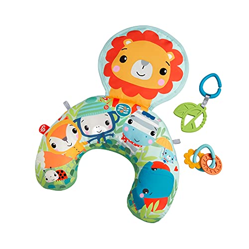 Fisher-Price León Cojín con música y vibraciones relajantes para bebé, incluye mordedor y actividades (Mattel GWY91)