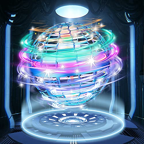 Flynova Pro Flying Orb, Mini Drone Bola Voladora Incorporado RGB LED Spinner 360 ° UFO Giratorio, Mágico Magic Volar Juguetes para Niños Adultos al Aire Libre Interior (Azul)