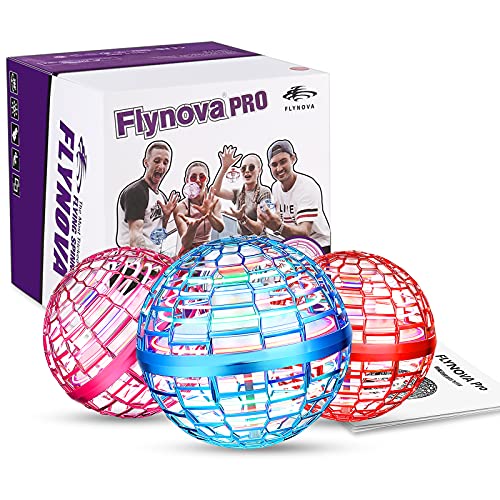 Flynova Pro Flying Orb, Mini Drone Bola Voladora Incorporado RGB LED Spinner 360 ° UFO Giratorio, Mágico Magic Volar Juguetes para Niños Adultos al Aire Libre Interior (Azul)