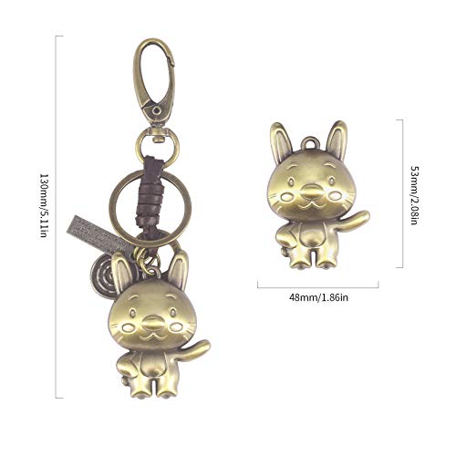 Foonii Llavero,Piel de Vacuno Vintage Animal Llaveros Forma Conejito Amante Llavero Colgante de Aleación Llavero Novios Novias Keychain Metal para Aniversario Perfecto como Regalo