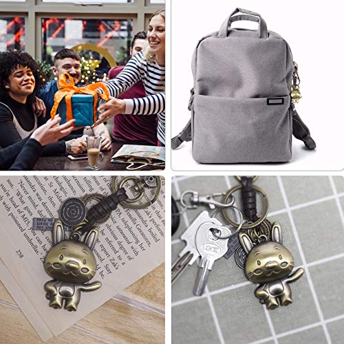 Foonii Llavero,Piel de Vacuno Vintage Animal Llaveros Forma Conejito Amante Llavero Colgante de Aleación Llavero Novios Novias Keychain Metal para Aniversario Perfecto como Regalo