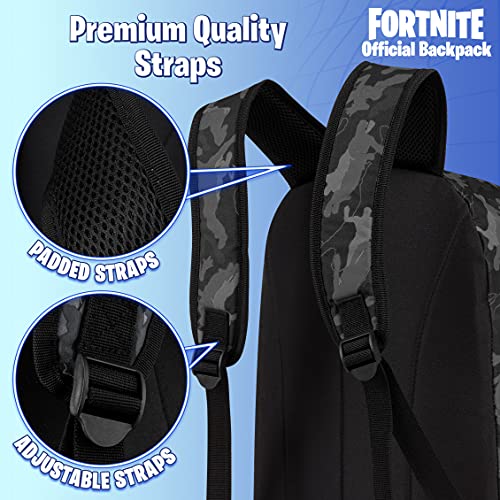 Fortnite Mochilas Escolares Juveniles para Niños, Mochila Escolar de Gran Capacidad para Colegio, Regalos para Niños y Adolescentes (Gris Camo)