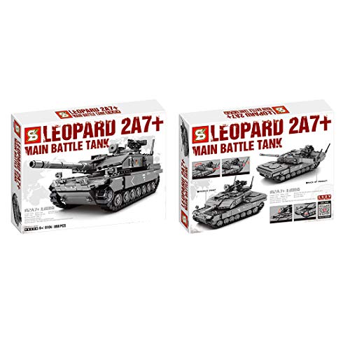 Fujinfeng Tanque Militar Juguete, 898 Piezas Tank Toy Tanque Construcción - Compatible con Lego (Este Producto no es Creado ni Vendido por Lego) - Grey Camouflage Main Battle Tank