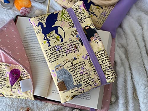 Funda artesanal mediana de solapa para libros y tablets de Animales Fantásticos + marcapáginas de regalo, funda de algodón ecológico, acolchada, Harry Potter. Regalo ideal para adolescentes