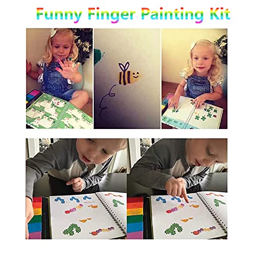 Funny Finger Painting Kit, Finger Painting Kit,Finger Painting Kit Finger Drawing,Finger Painting for Toddlers (12 colors-With Finger Painting Book)