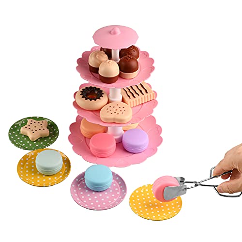FUQUN - Juego de Té de Metal para Fiestas de Té de La Tarde, 36 Piezas, Juego de Té de Metal para Niños, Tazas Picnic Pastel Imitacion Juguete para Niñas