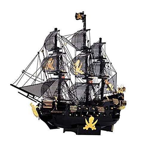 FXQIN 3D Puzzle Metal Kits de construcción de veleros de Barco Pirata de Bricolaje Juguete Modelo de Barco de Rompecabezas 3D, decoración de Escritorio para Adultos y niños, 307 Piezas