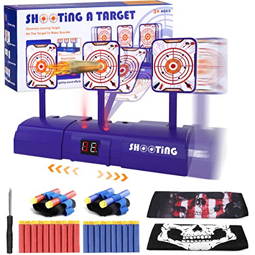 Gafild Objetivos de Tiro Eléctrico, Reinicio Automático, Tablero de Puntuación con Pantalla LCD Efecto de Sonido de Luz, para Nerf Guns Blaster Elite/Mega/Rival Series
