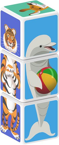 Geomag 137, Magicube, Juego magnéticos, Envase 3 Cubos Animals (Animales), Multicolor (00137)