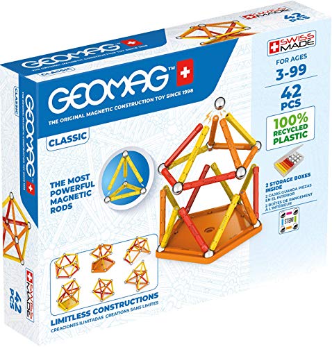 Geomag Color, Juego de Bloques de Construcción Magnéticos para Niños, Juguete Magnético, Colección Verde de Plástico 100% Reciclado, 42 piezas (271)