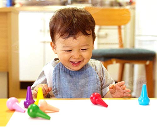 GiBot Lápices de colores para niños, agarre de palma de la mano, surtido de 12 colores, apilables y apto para niños pequeños, producto seguro y no tóxico.