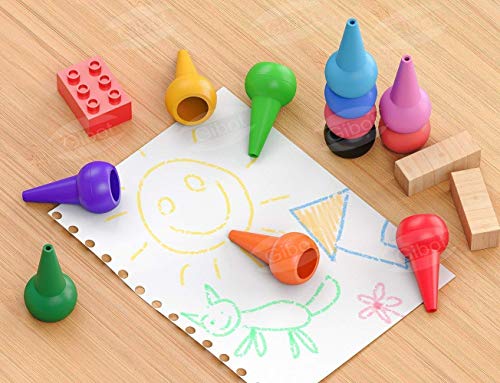 GiBot Lápices de colores para niños, agarre de palma de la mano, surtido de 12 colores, apilables y apto para niños pequeños, producto seguro y no tóxico.