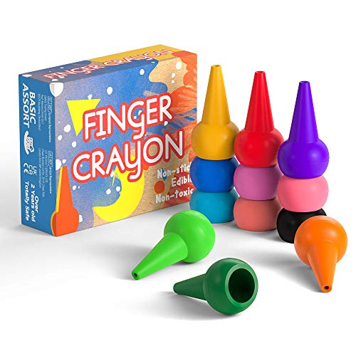 GiBot Lápices de colores para niños, agarre de palma de la mano, surtido de 12 colores, apilables y apto para niños pequeños, producto seguro y no tóxico.