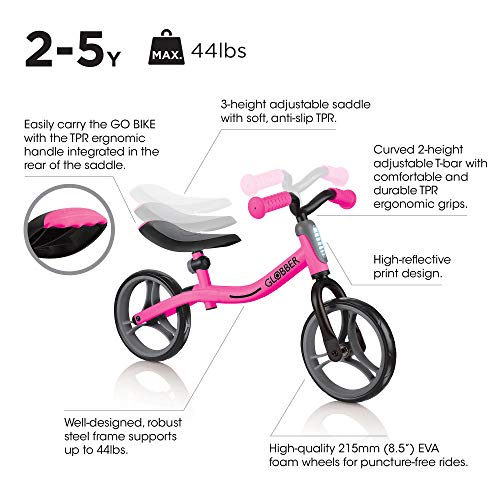 Globber Bicicleta Unisex para jóvenes Go Bike 610-110, Color Rosa neón, Talla 1