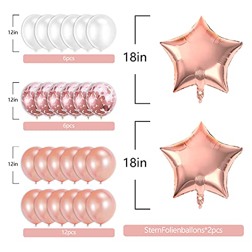 Globo de 6º cumpleaños, color oro rosa, decoración de cumpleaños infantil, para niñas, con números, estrella y estrella, para decoración de 6 años