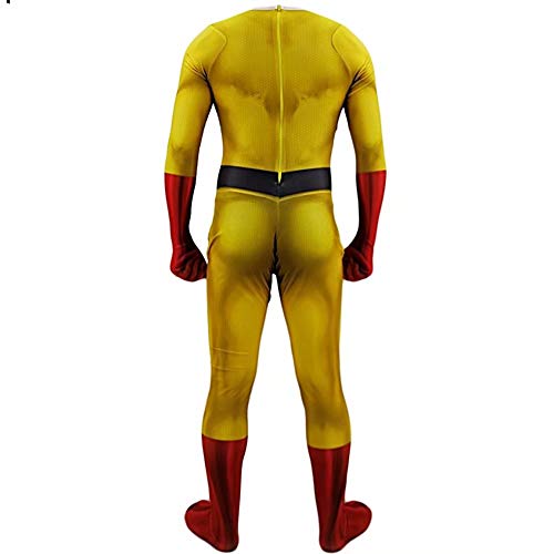 Godmoy One Punch Man Costume Saitama Cosplay Jumpsuit Set con Capa Disfraces de superhéroe de Halloween Monos para niños Adultos