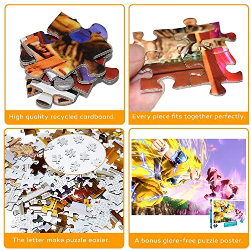 Goku Super Saiyan VS Majin Buu Jigsaw 1000 Puzzles para adultos Dragon Ball 1000 Piezas Rompecabezas DIY Jigsaw Juegos divertidos para padres e hijos regalo de cumpleaños - Anime 70x50cm
