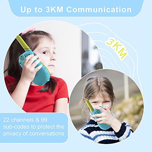 Grarg Walkie Talkie Niños,Walky Talky Niños Juguetes para 3-12 Años,3KM Largo Alcance 16 Canales Linterna LCD VOX 10 Tonos de Llamada Walkie Talkie Juguete para Actividades Externas Camping- 2PCS