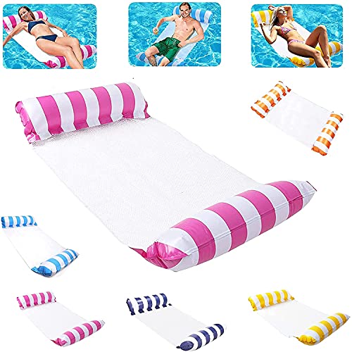 Hamaca inflable, hamaca de agua inflable, colchón de aire para piscina, cama flotante inflable 4 en 1, hamaca de agua para piscina, hamaca inflable para piscina, hamaca de agua con red para adultos