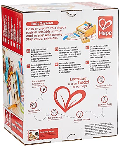 Hape Hape Caja Registradora, Caja Registradora de Juguete de 37 Piezas de Madera para Niños y Niñas, Con Calculadora