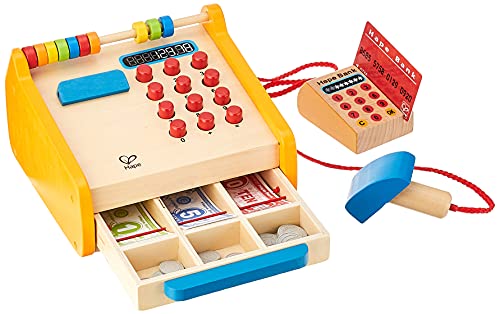 Hape Hape Caja Registradora, Caja Registradora de Juguete de 37 Piezas de Madera para Niños y Niñas, Con Calculadora