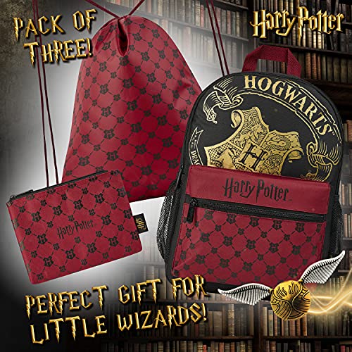 HARRY POTTER Mochilas Escolares, Set con Mochila Escolar, Mochila Cuerdas y Estuche Escolar de Hogwarts
