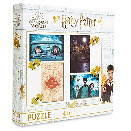 Harry Potter Puzzle 1000 Piezas y Pack de 4 Jigsaw Puzzle de 250 Piezas, Harry Potter Regalos (4 in 1)