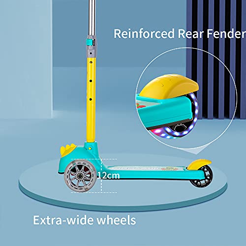 HHD Patinete infantil desmontable de tres ruedas para niños a partir de 3 – 12 años, con 3 ruedas LED, con manillar ajustable, soporta hasta 100 kg (verde)