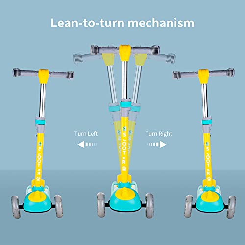 HHD Patinete infantil desmontable de tres ruedas para niños a partir de 3 – 12 años, con 3 ruedas LED, con manillar ajustable, soporta hasta 100 kg (verde)