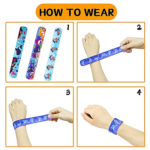 HIQE-FL Pulsera Bofetada,Oceano Pulseras de Juguete,Pulsera Bofetada Niños,Snap Bracelets,Pulseras de Juguete para Niños,Regalo de Fiesta de Cumpleaños para Niños y Niñas Favores
