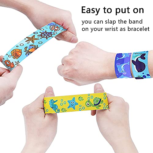 HIQE-FL Pulsera Bofetada,Oceano Pulseras de Juguete,Pulsera Bofetada Niños,Snap Bracelets,Pulseras de Juguete para Niños,Regalo de Fiesta de Cumpleaños para Niños y Niñas Favores