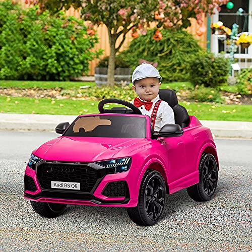 HOMCOM Compatible de Coche Eléctrico Infantil Audi RS Q8 con Batería 6V Mando a Distancia Música MP3 Bocina y Luces 101x62x51 cm Rosa