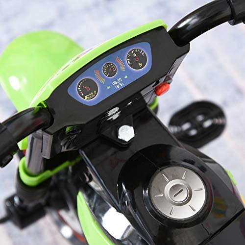 HOMCOM Moto Correpasillos Infantil para Niños de +18 Meses con Apariencia de Moto de Montaña con 3 Ruedas con Luces y Sonido Pedales Diseño Único 71x40x51 cm Verde